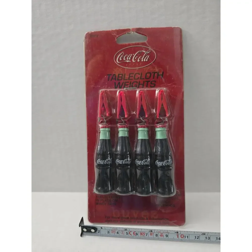 Vintage Coca-Cola Tablecloth Weights Set 4 NOS Factory Sealed Coke Bottles